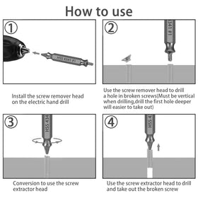 Newte screw extractors sizes 0 to 4 enable versatile removal.