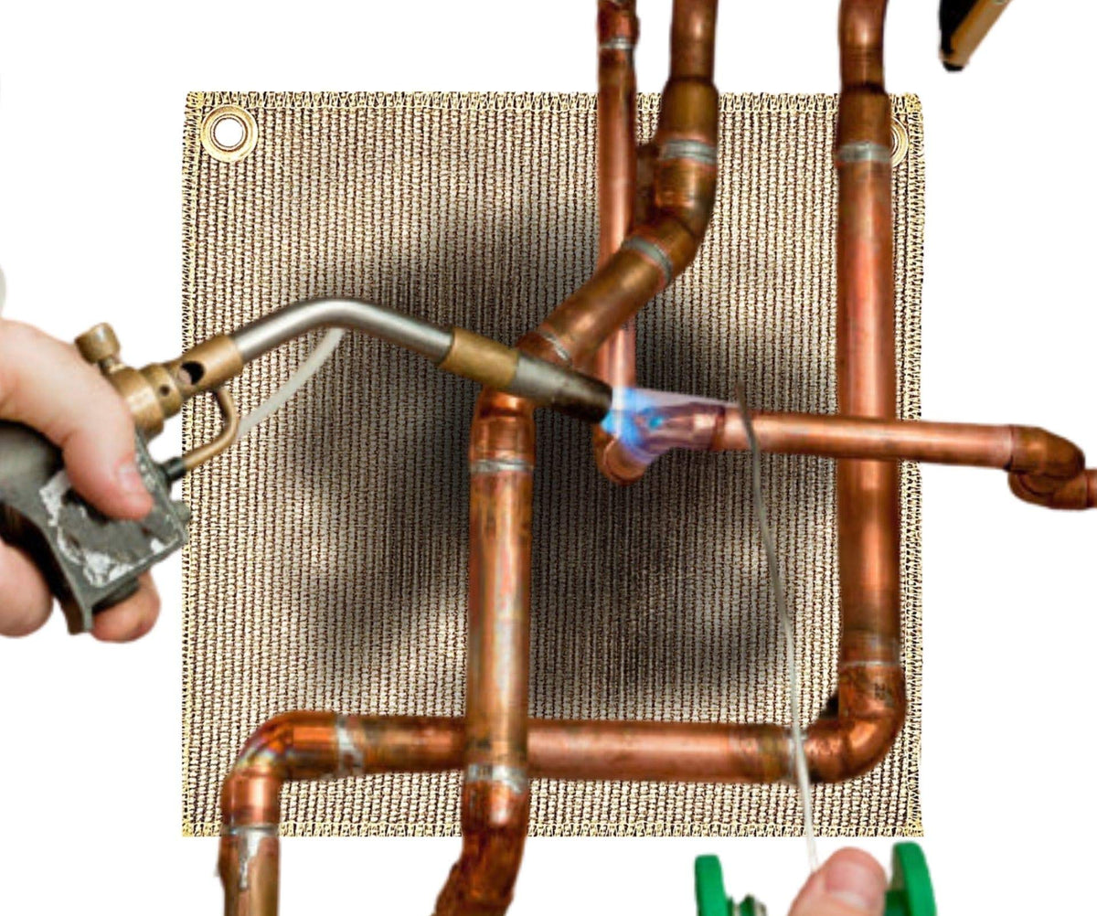 Newtex PlumberPad 12x12 heat protection demonstrates heat resistance up to 1800°F