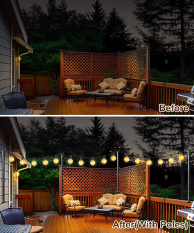 Nexillumi deck light poles with claw top grip securely hold lights even in wind.