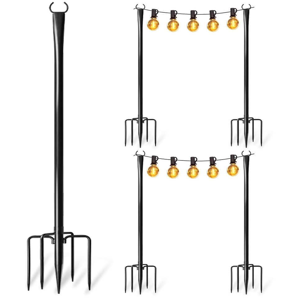 Nexillumi outdoor light poles fully installed to create cozy patio ambiance.