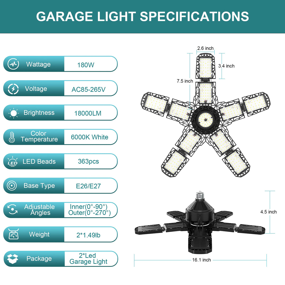 Nexillumi versatile lighting for garage, workshop, attic, or basement