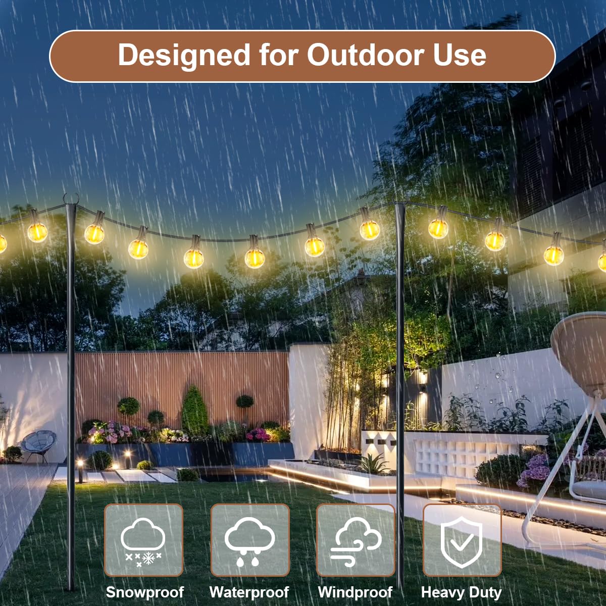 Nexillumi wind resistant pole clip stabilizes outdoor lighting