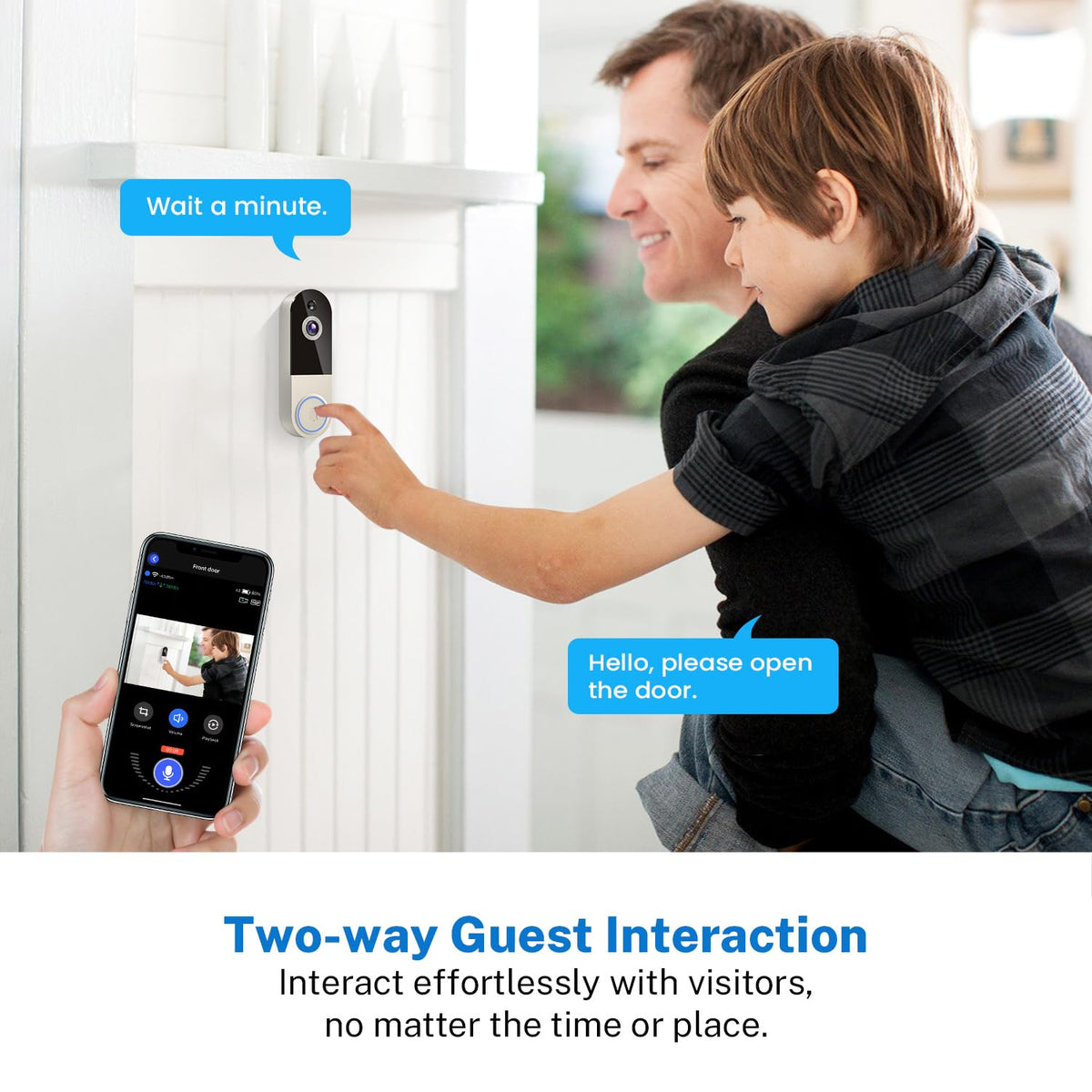 NexoSora two-way audio intercom for greeting visitors remotely.