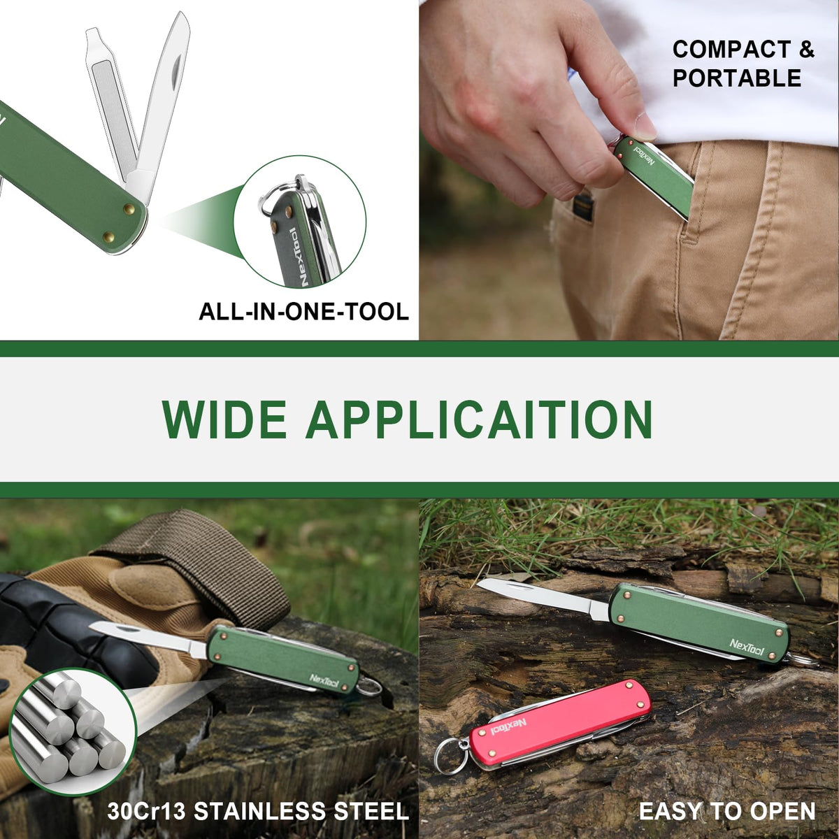 NexTool aluminum handle detail, durable lightweight build.