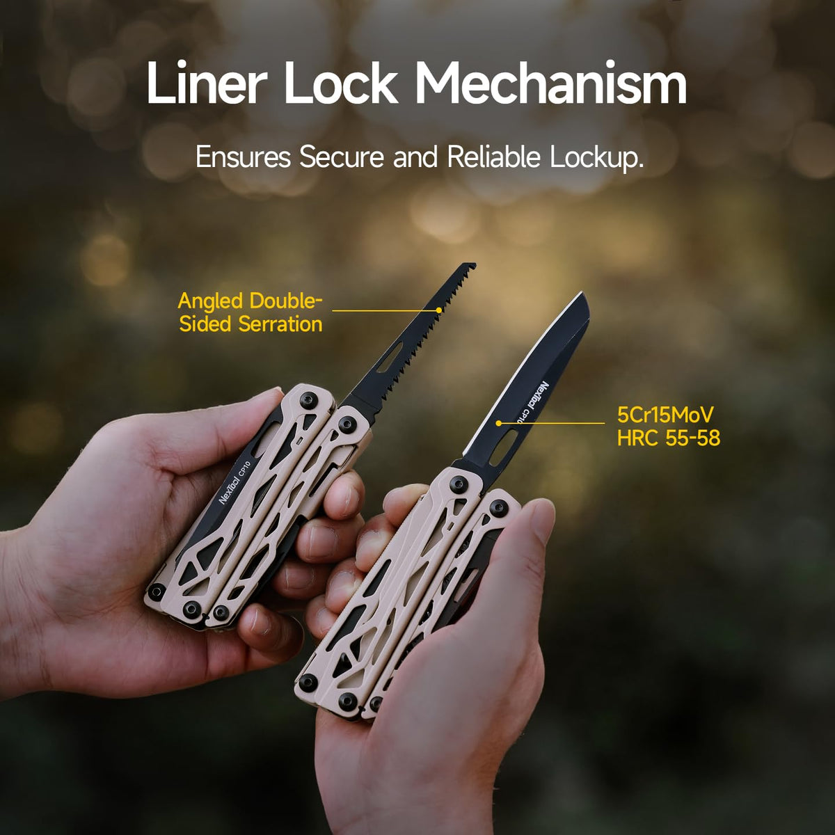 NexTool Camper CP10 locking knife enables secure, precise cuts