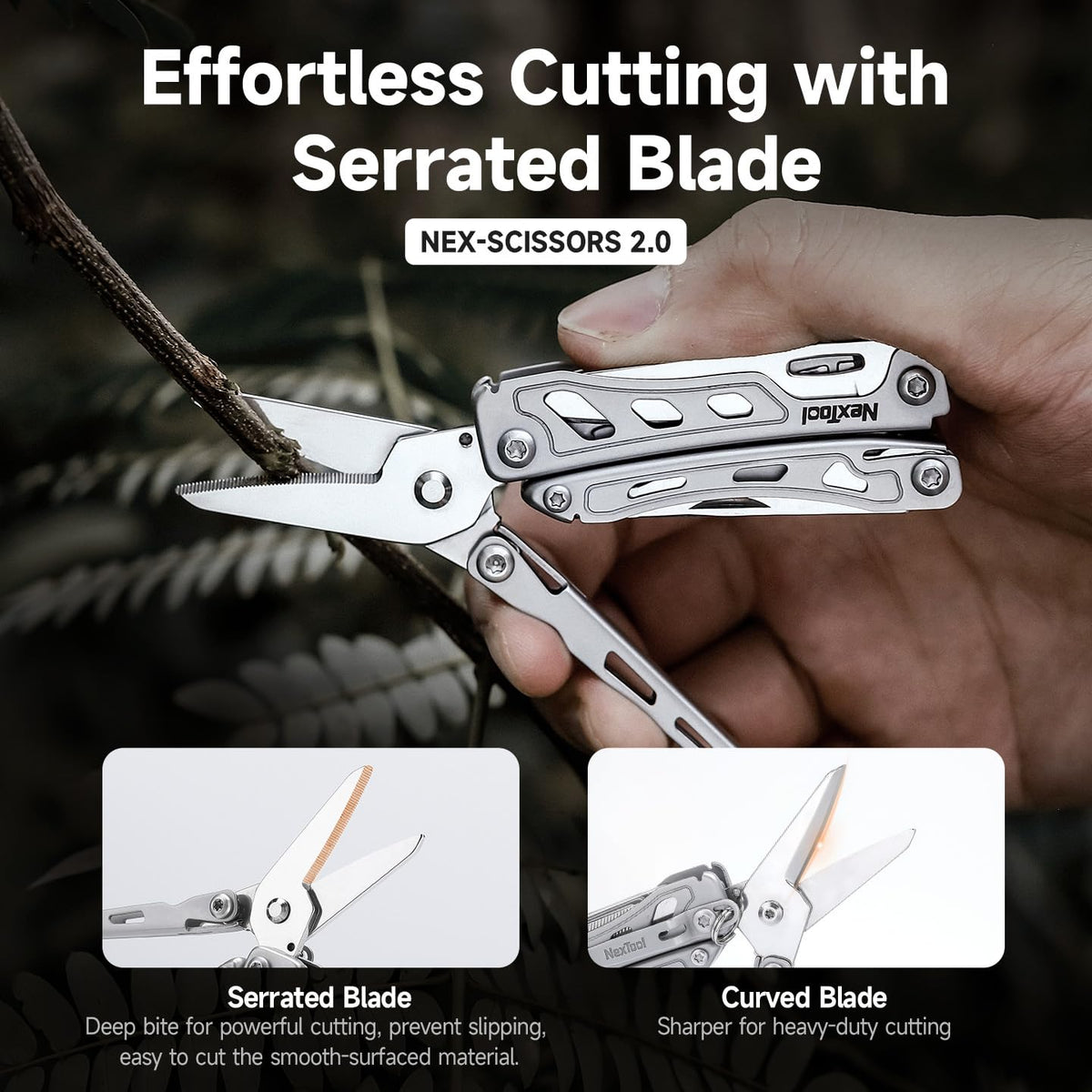 NexTool F12 mini serrated scissors for rugged outdoor cuts