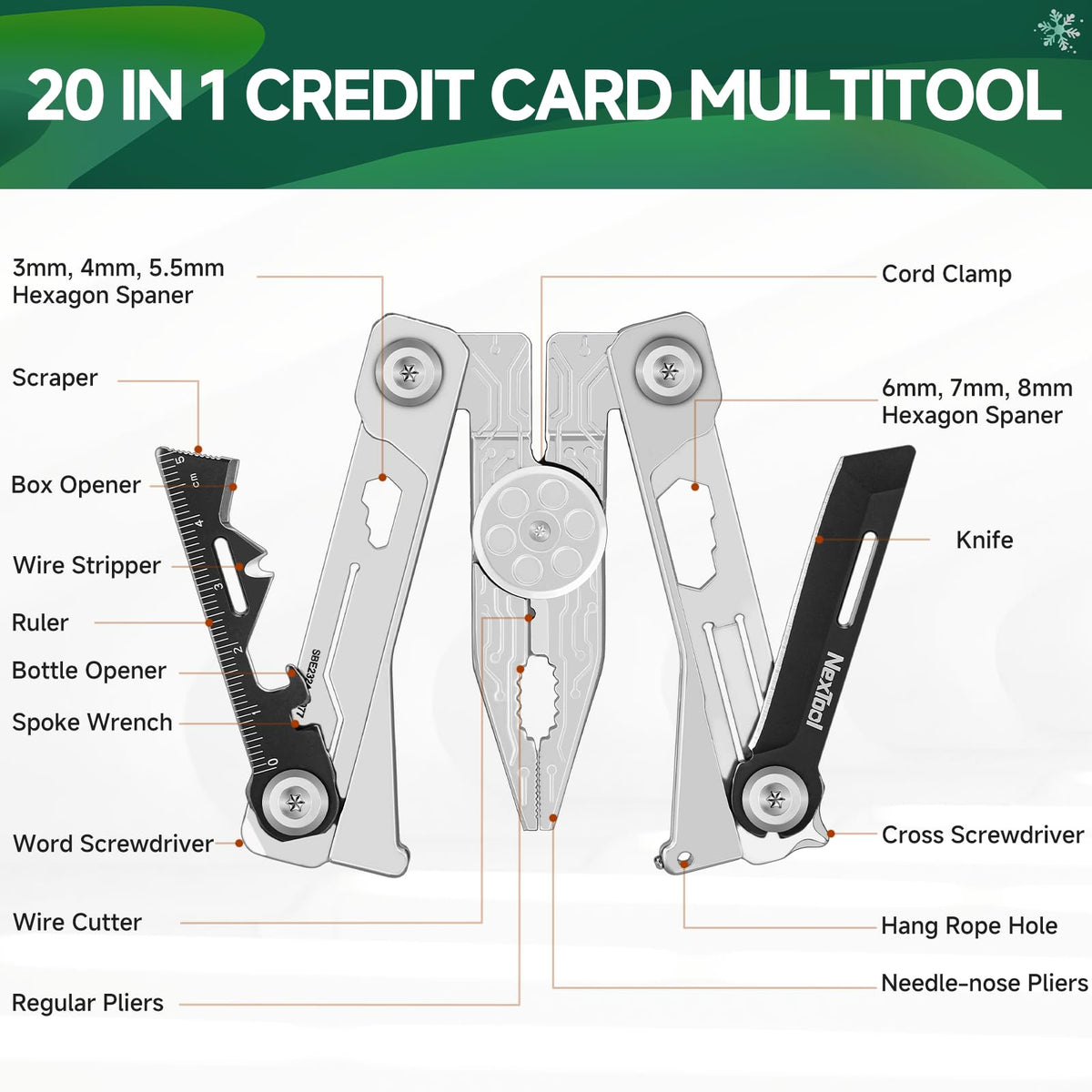 NEXTOOL folding knife integrated in wallet card for everyday cutting tasks.