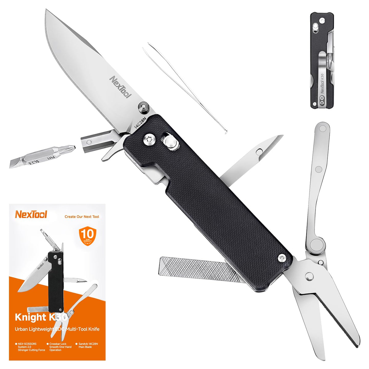 NEXTOOL Knight K30 axis-lock bottle opener ready for outdoor use