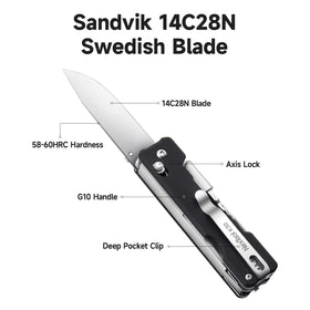 Close up of the Knight K30 2.76 inch blade with 14C28N steel