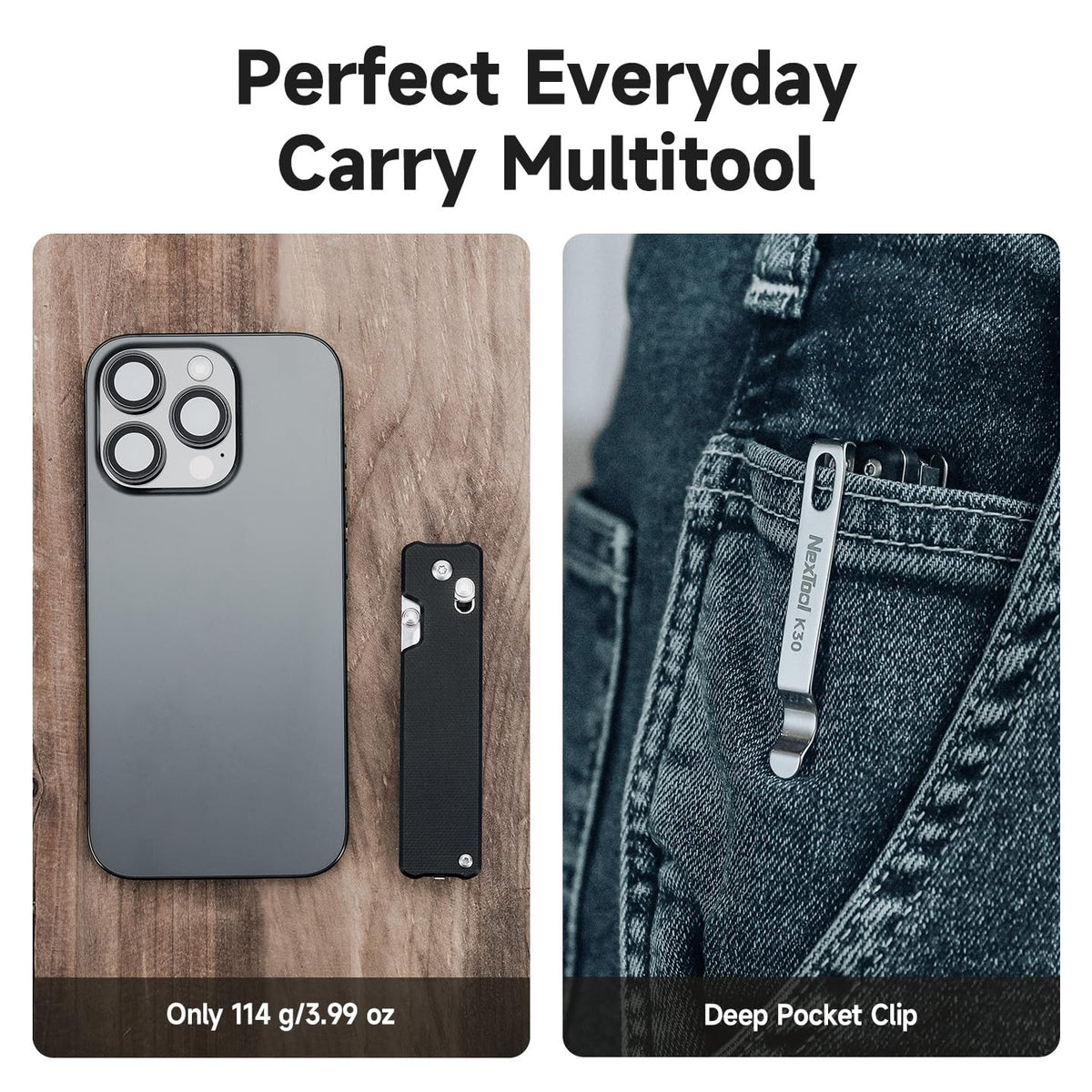 NEXTOOL Knight K30 compact EDC pocket knife fits in a pocket