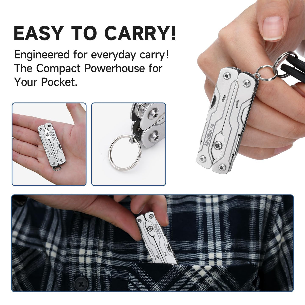 NexTool Micro Sailor Scissors S0 compact tool on a keychain.