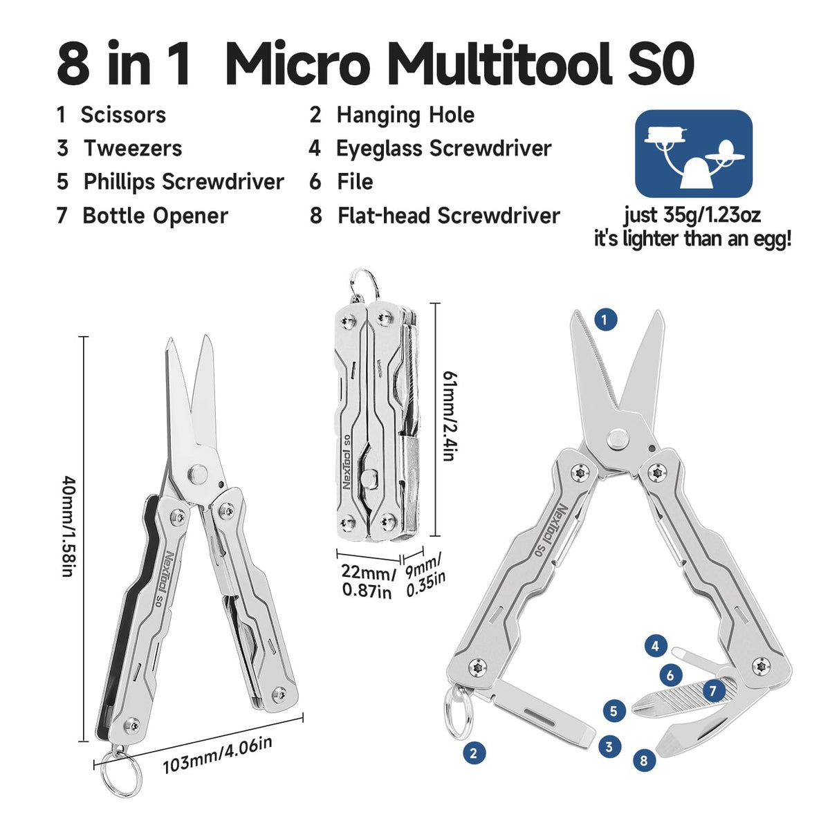 NexTool Micro Sailor Scissors S0 lightweight pocket-friendly design.