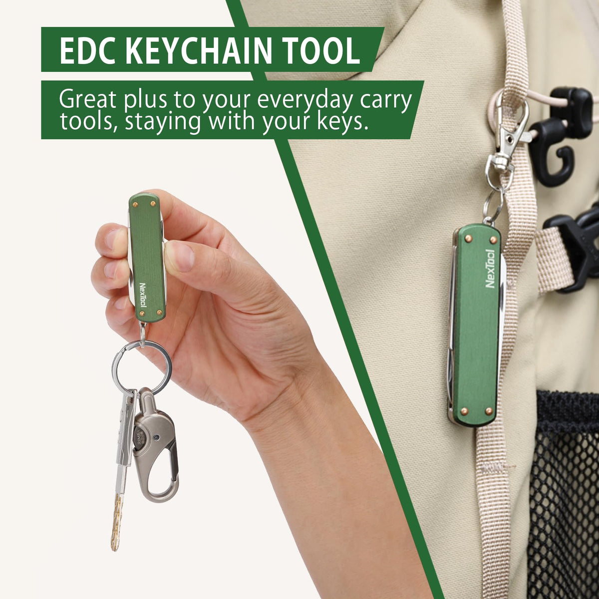 NexTool mini knife on keyring, pocket-friendly daily carry.