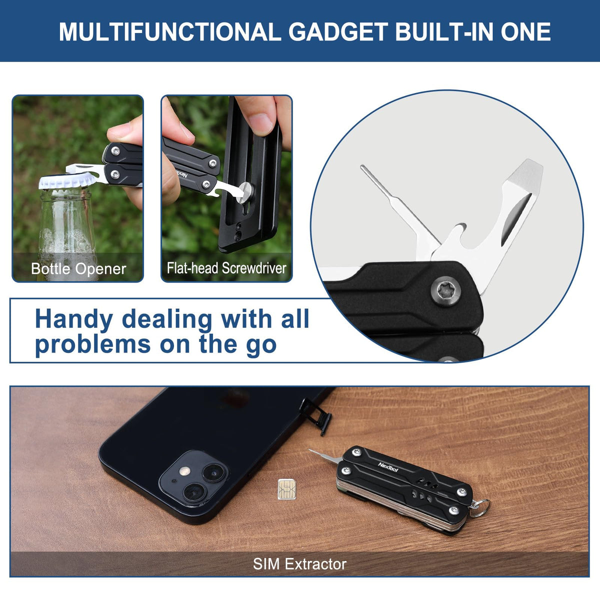 NexTool Mini Multitool bottle opener integrated for convenient access.