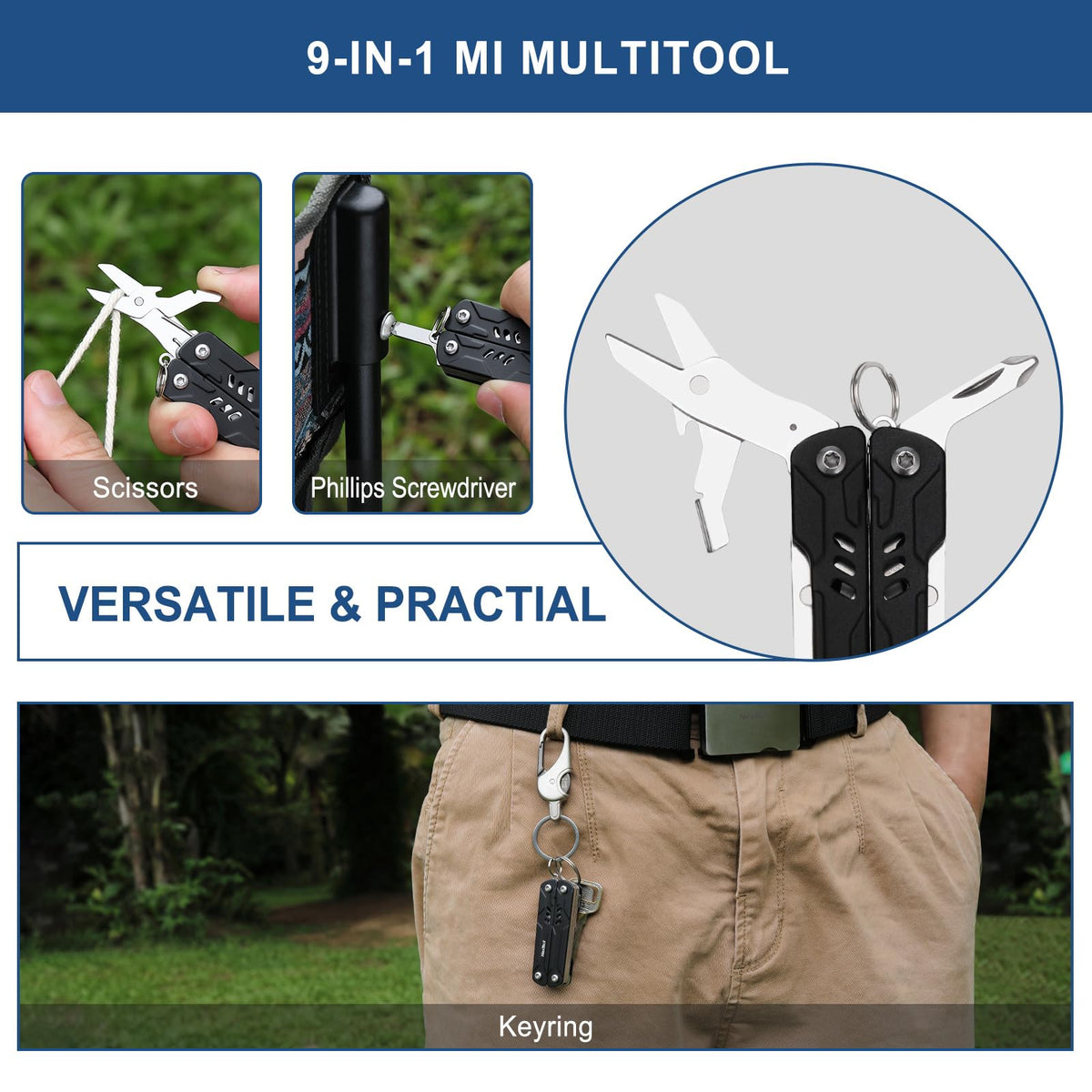 NexTool Mini Multitool Philips screwdriver included for small repairs.