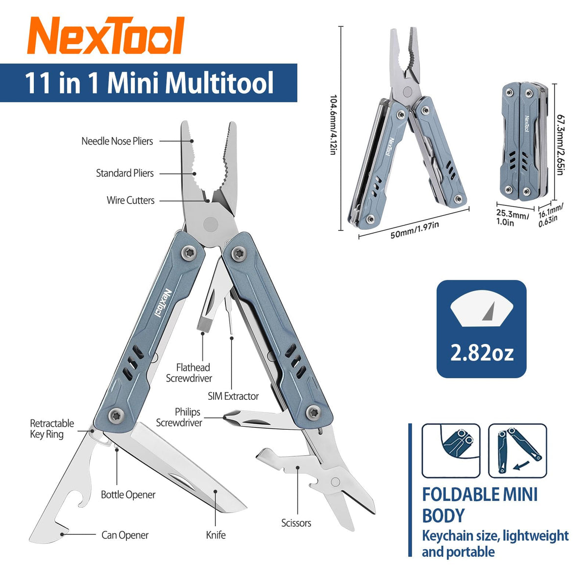 NexTool Mini Sailor S11 retractable keychain keeps tools within reach.
