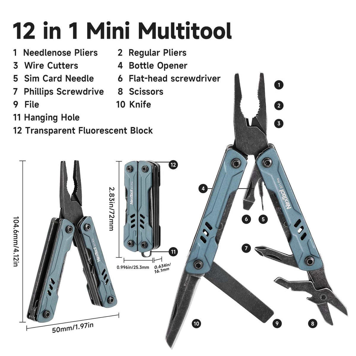 NexTool S11 Pro pocket knife with 8Cr14Mov for clean cuts outdoors.