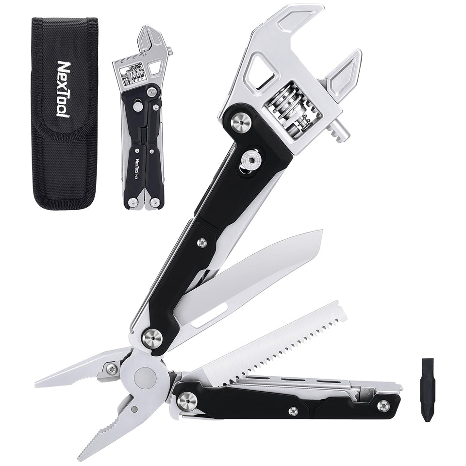 NexTool W4 adjustable wrench, foldable design for easy pocket carry.