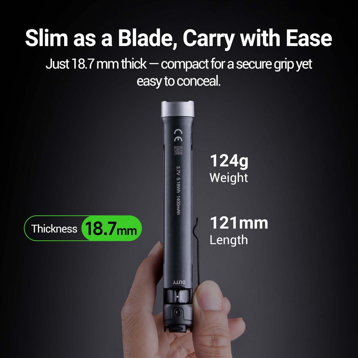 NEXTORCH TA70 detachable ring and clip for quick access