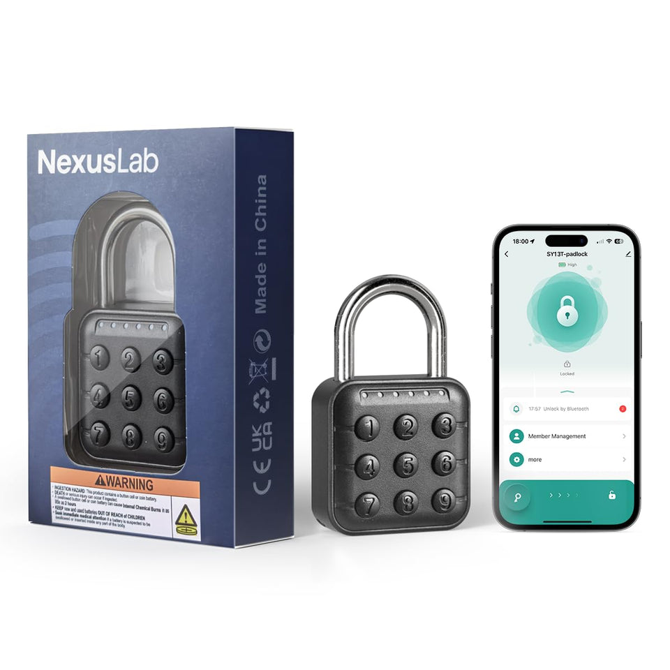 NexusLab combination lock front view highlights rugged zinc alloy body for gym locker security.