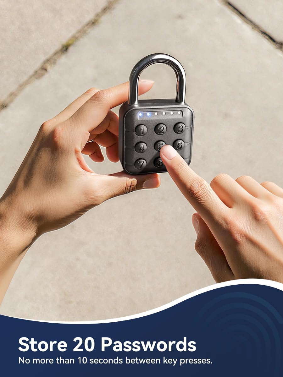 NexusLab Digital Padlock reinforced-shackle close-up emphasizes anti-cutting design.