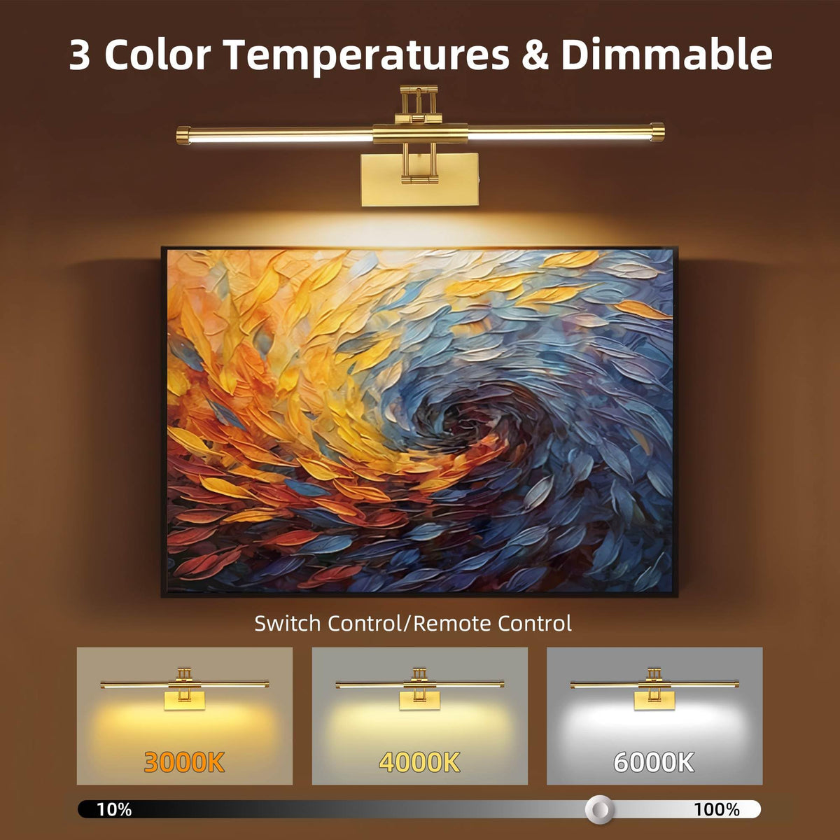 Neymlya 24-inch light bar provides stable illumination for paintings and frames.