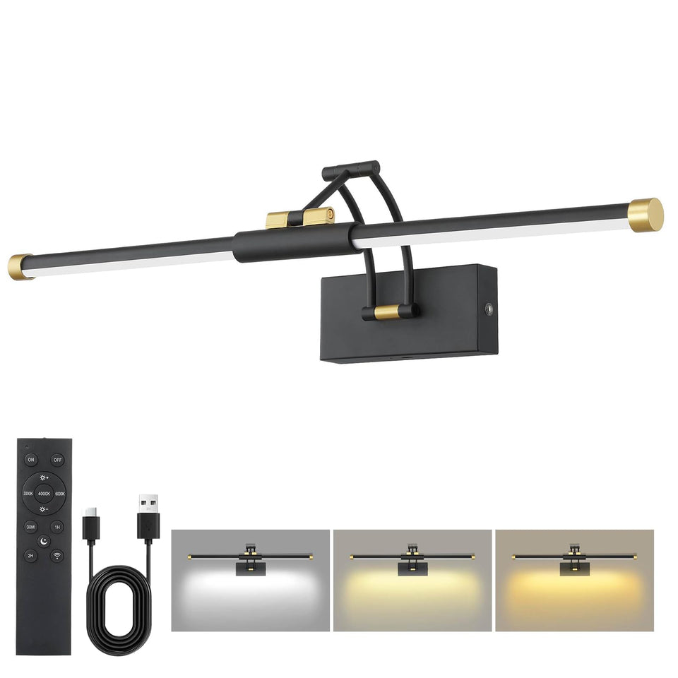 Neymlya 24-inch picture light front view with even illumination for artwork.