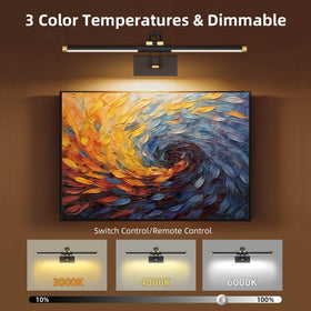 Neymlya wireless picture light mounted on wall for art display.