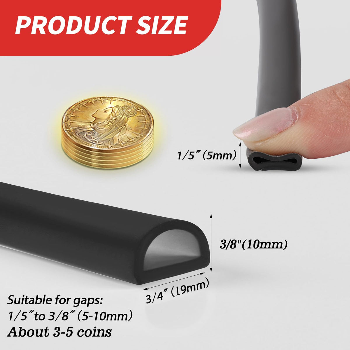 Neyway weather strip attached to a door demonstrates quick self-adhesive installation