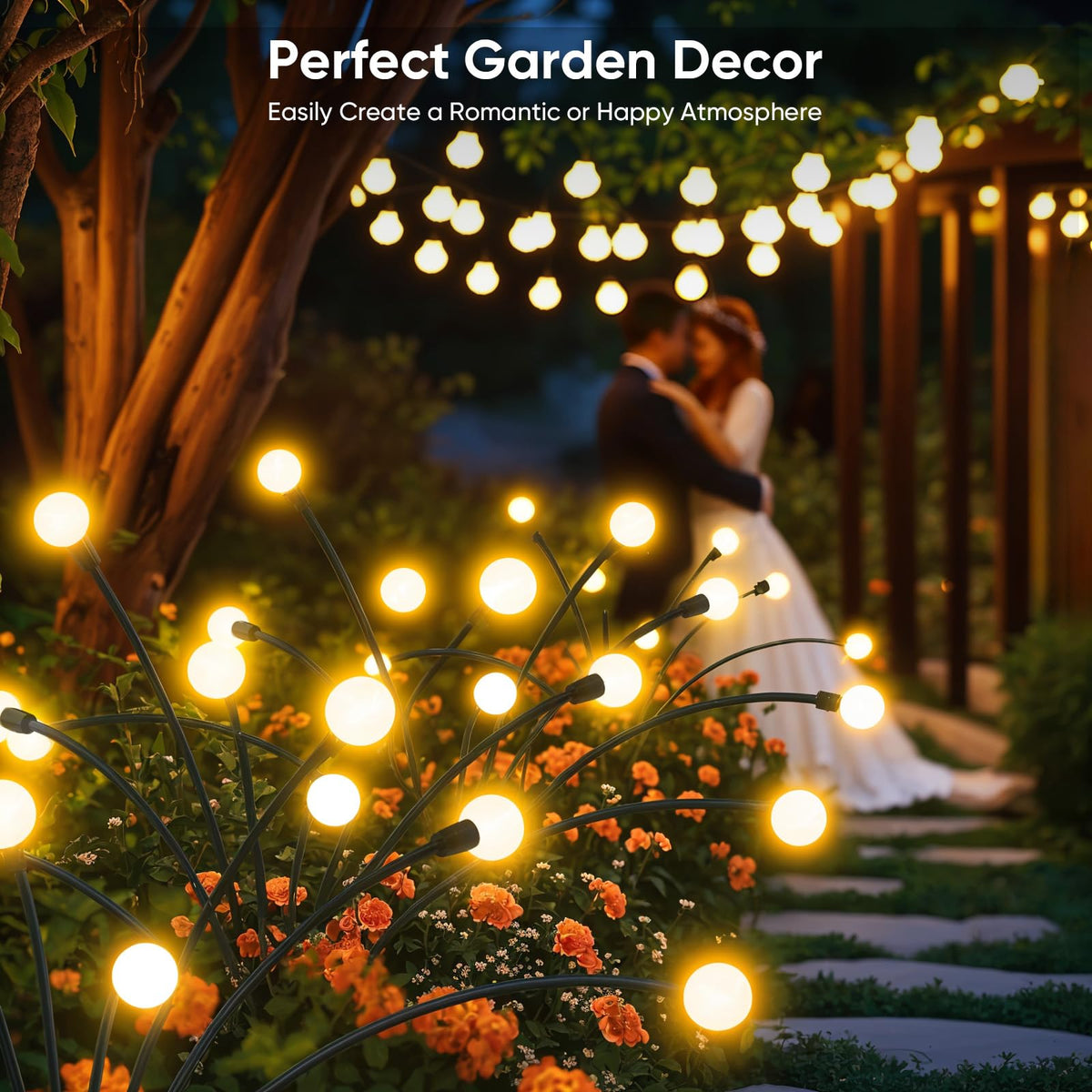 NFEVER solar fireflies brighten pathways with wind-sway sparkle.