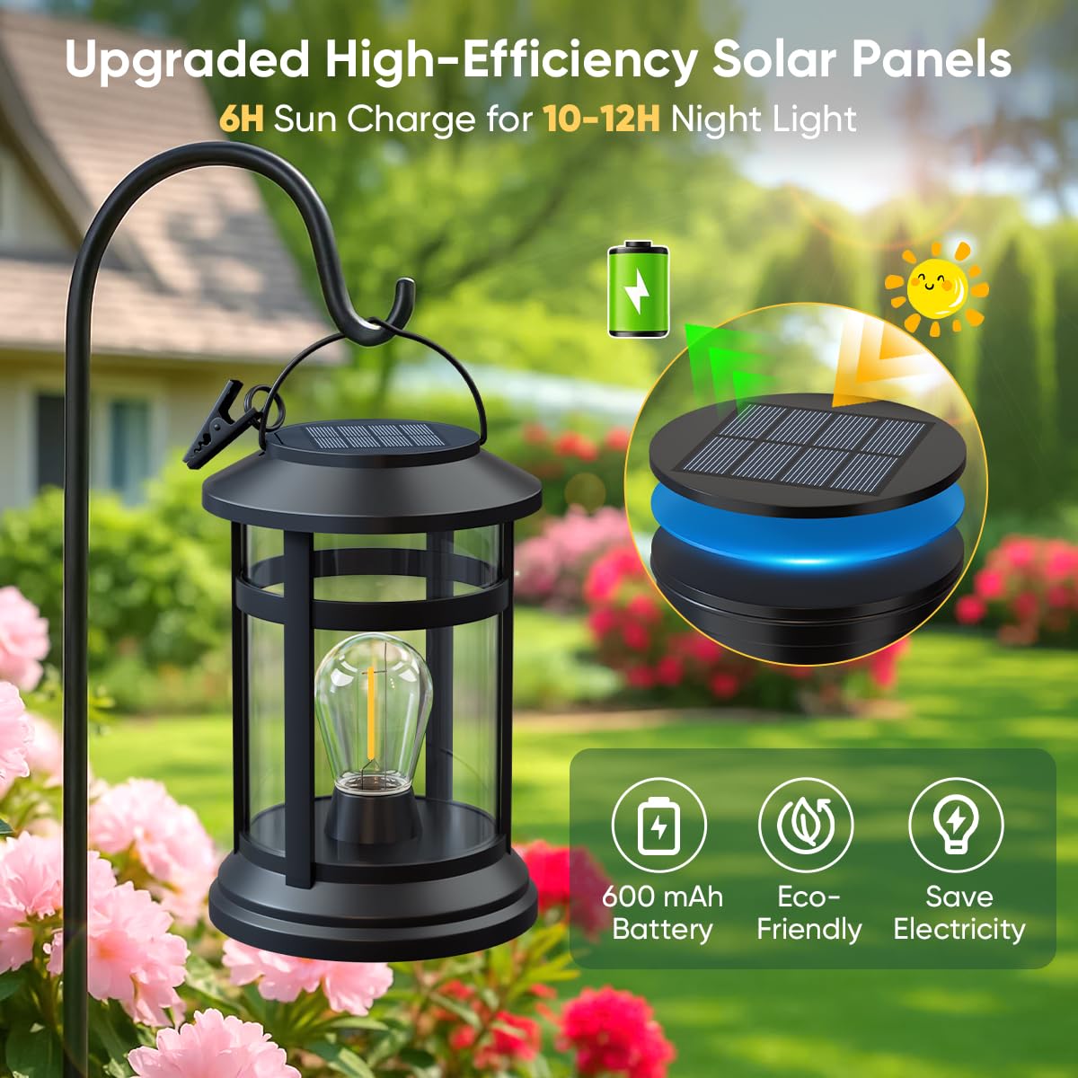 NFEVER solar lanterns enhancing festive nighttime garden decor