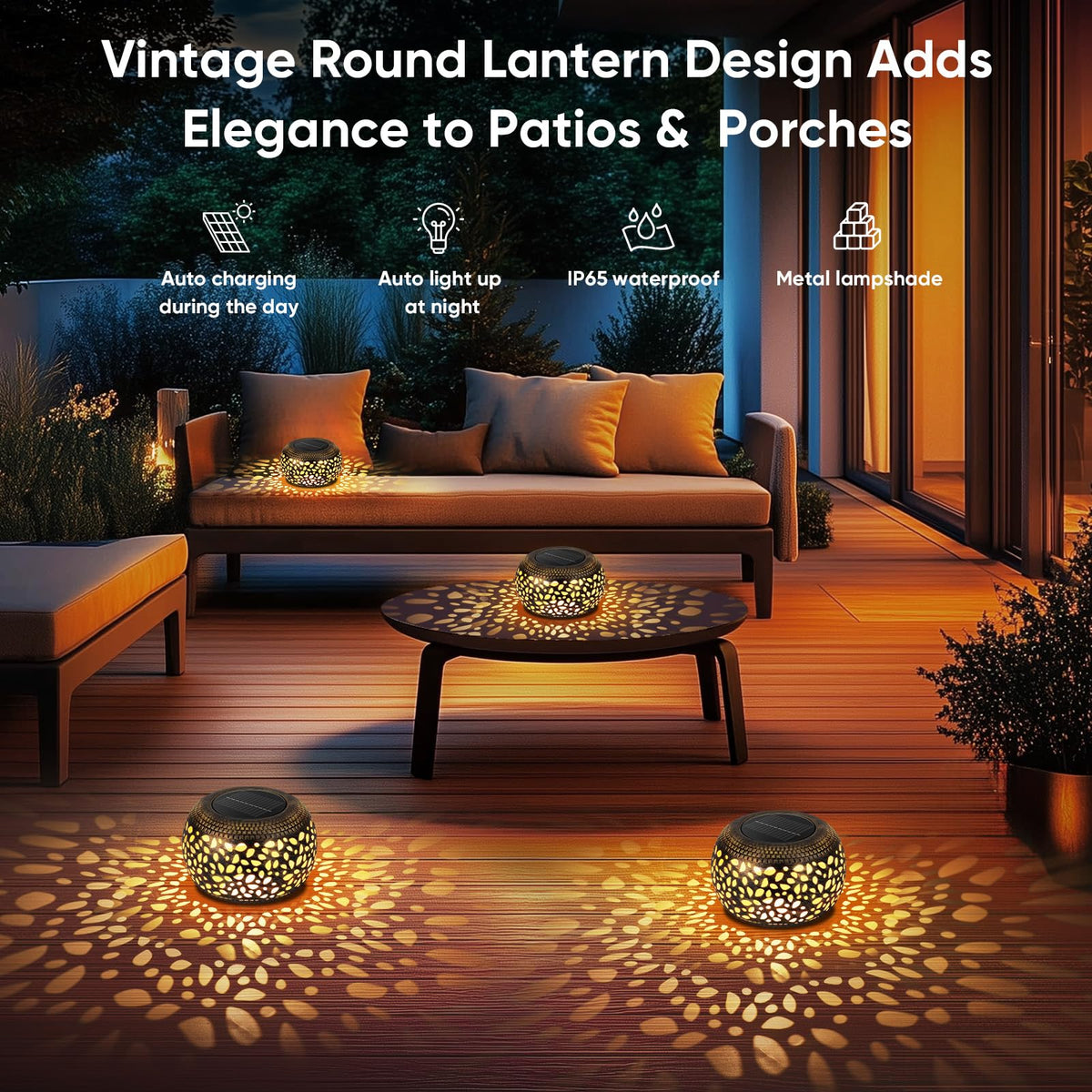 NFEVER IP65 waterproof solar lanterns withstand rain and snow