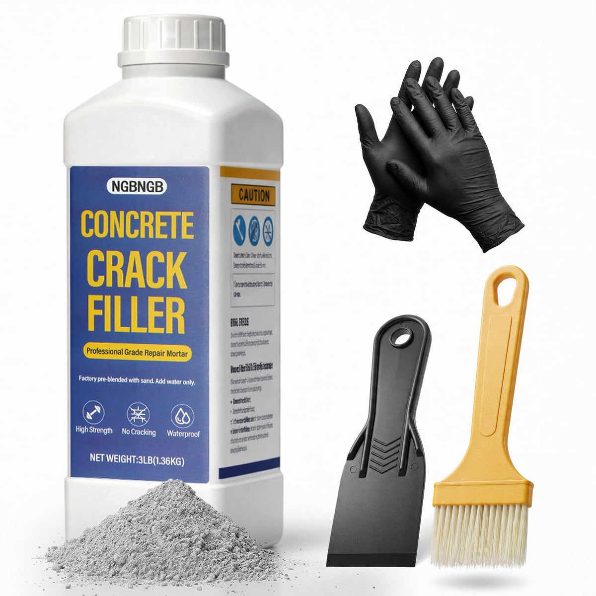 NGBNGB concrete crack filler 3lb gray for durable outdoor repairs.