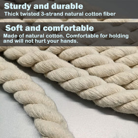 Soft cotton grip on Niantime rope protects hands during pulls.