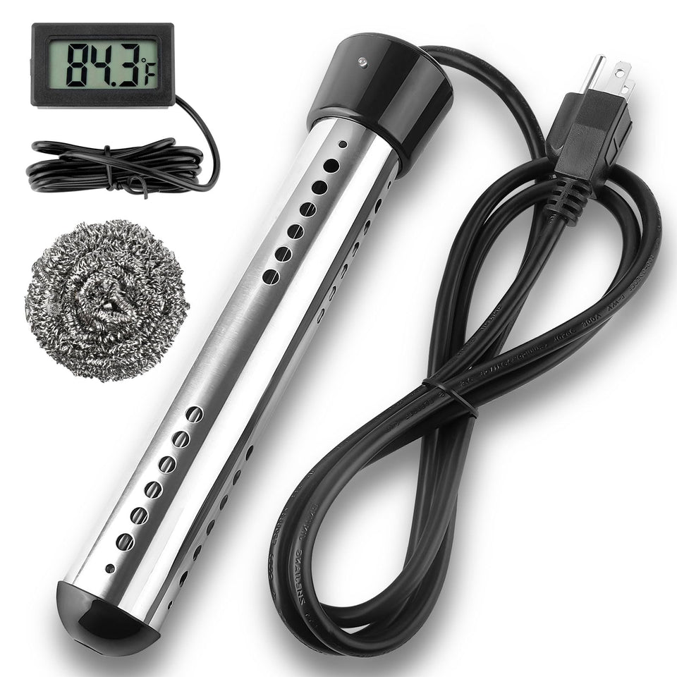 NiaoChao 2000W immersion heater in action—quickly heats water in a bucket.