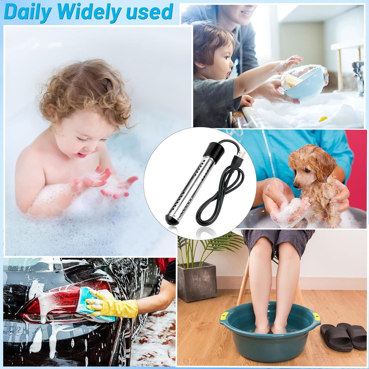 NiaoChao versatile heater—fits tubs, basins, sinks, and more.