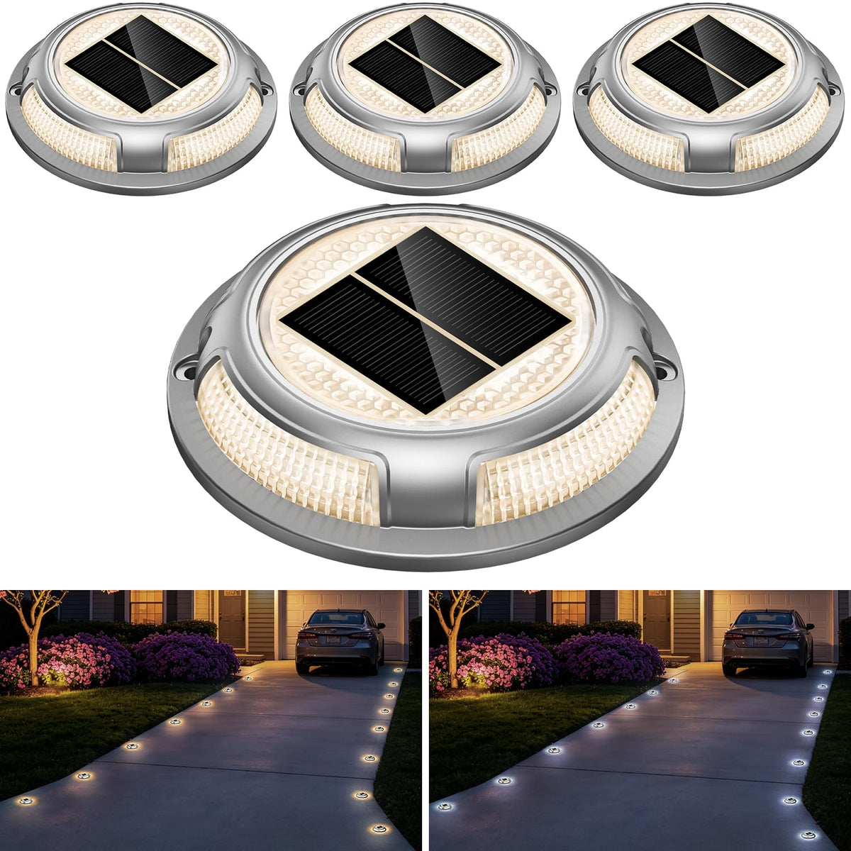 nibuuecer solar driveway lights for driveways with durable traffic protection