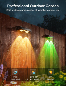Nibuuecer solar fence light modes, including breathing and flashing, for mood lighting.
