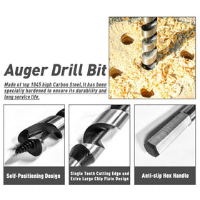 NICAVKIT 1/2-inch auger bit delivers medium-diameter bore holes with ease.