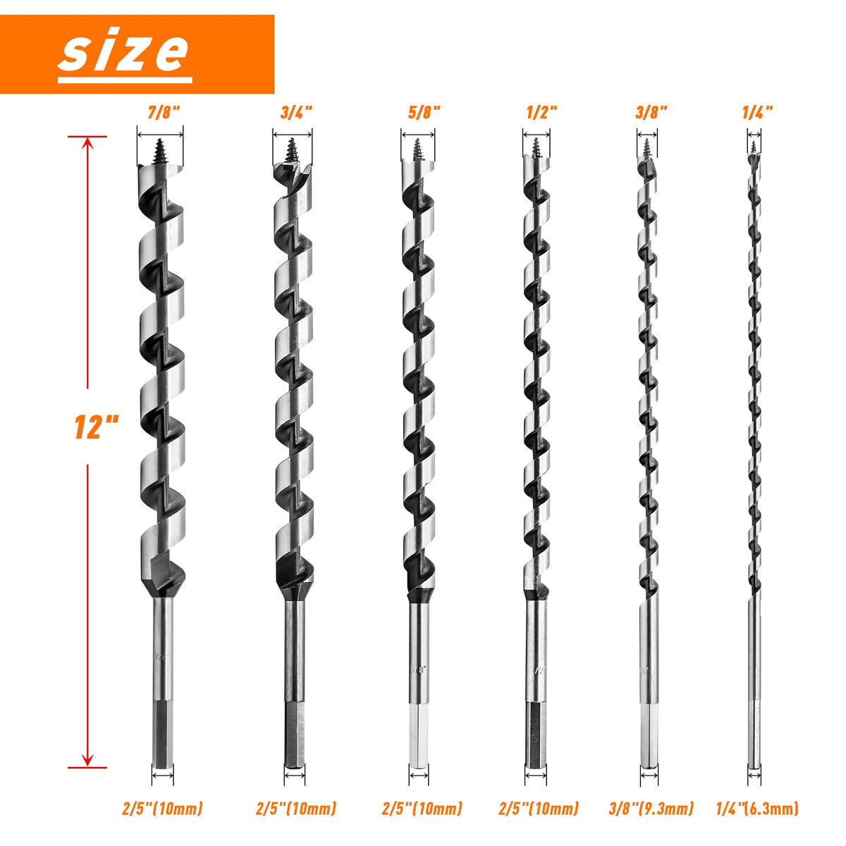 NICAVKIT 1/4-inch auger bit for accurate pilot holes in wood projects.