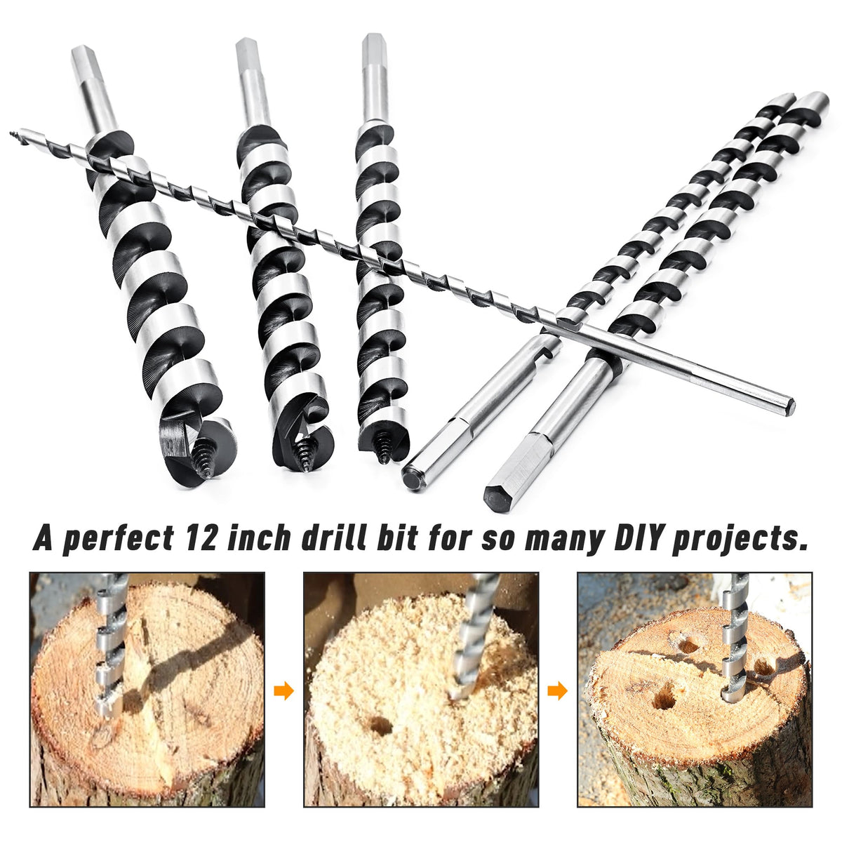 NICAVKIT 3/8-inch auger bit for smooth, clean holes in soft and hardwood.