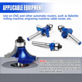 NICAVKIT roundover bit with 1/4 in shank for wide 1/2 in radius edge