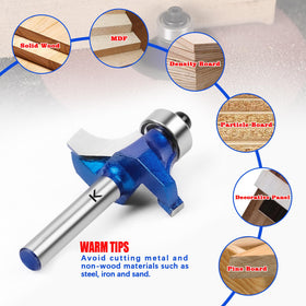 NICAVKIT roundover bit with 1/4 in shank for clean 1/4 in radius edges