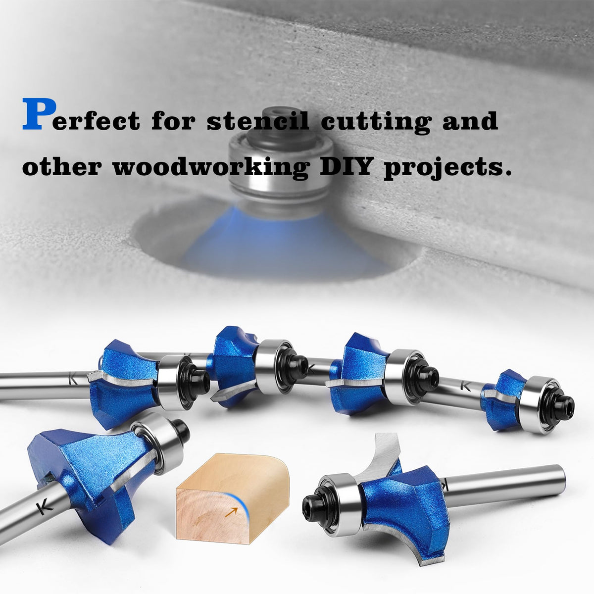NICAVKIT carbide-tipped roundover bit for sharp wood cuts