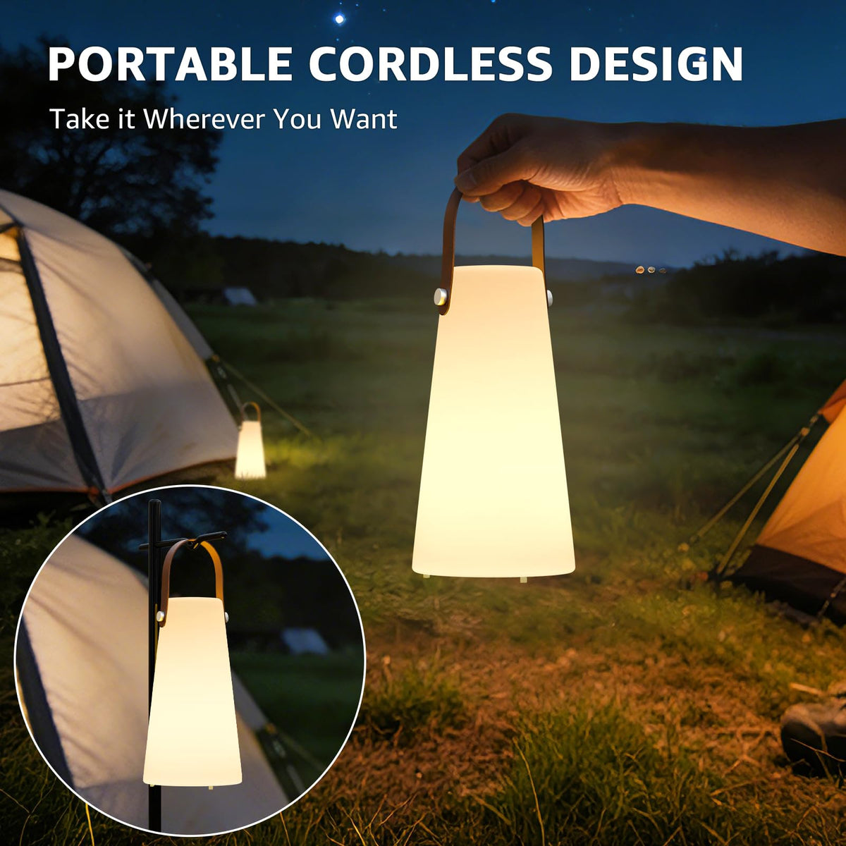 NiceBuy cordless outdoor light frees you from outlets during gatherings.