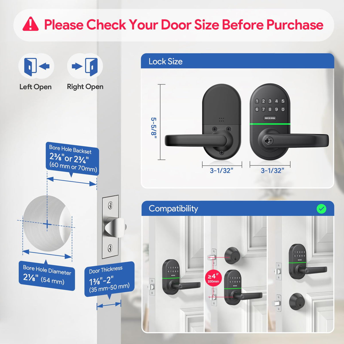 Nice Digi battery alerts prevent unexpected lockouts.