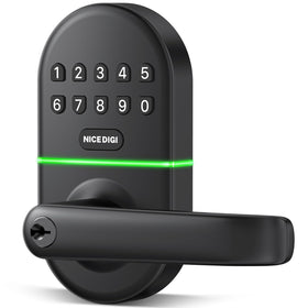 Nice Digi keypad door lock front view for secure keyless entry at home.