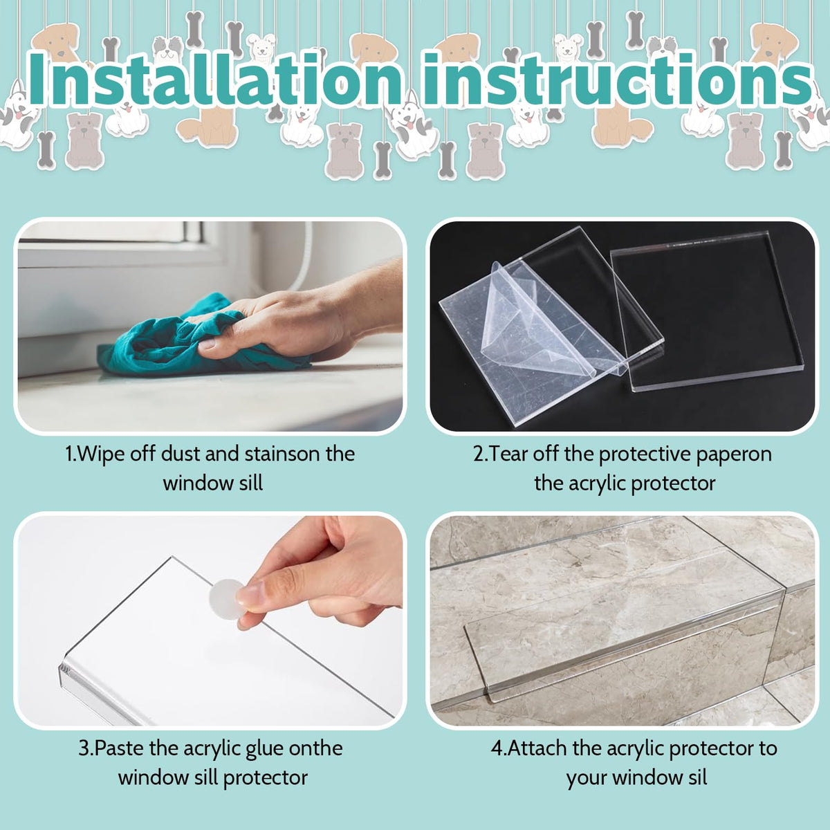 NICERINC PET three-piece protectors cover larger window sills effectively.