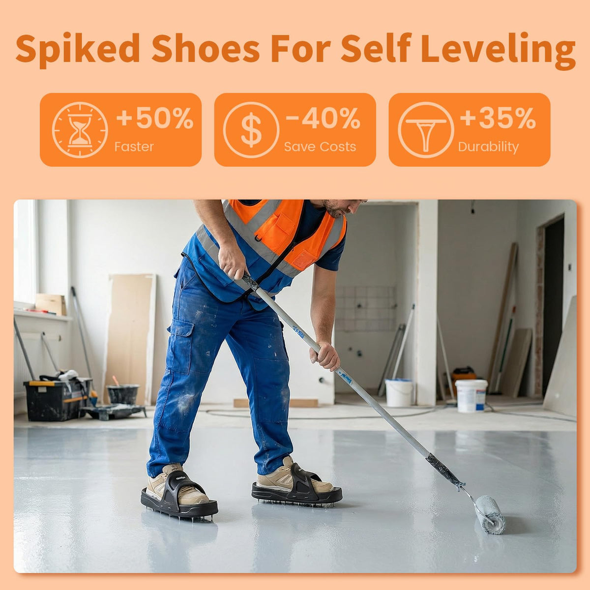 Nichiyo epoxy floor shoes clean up quickly, ready for reuse.