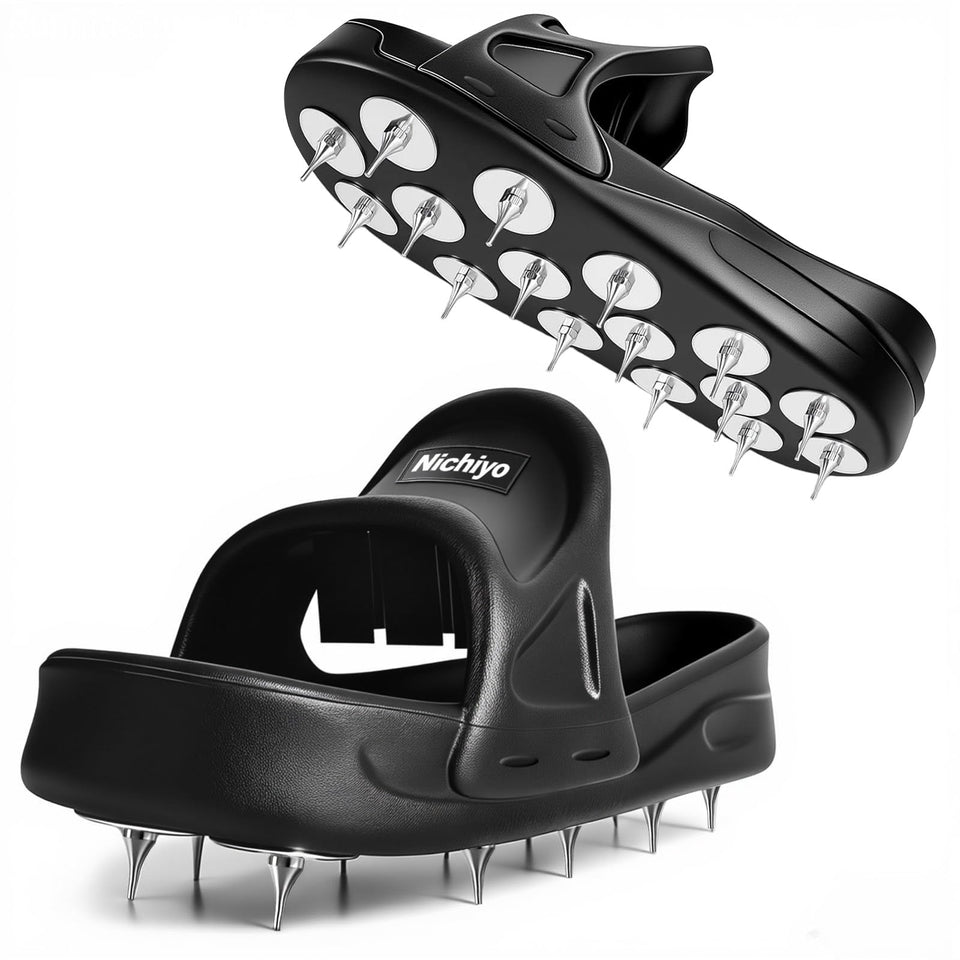 Nichiyo sharp spiked shoes for epoxy coating improve stability and control.